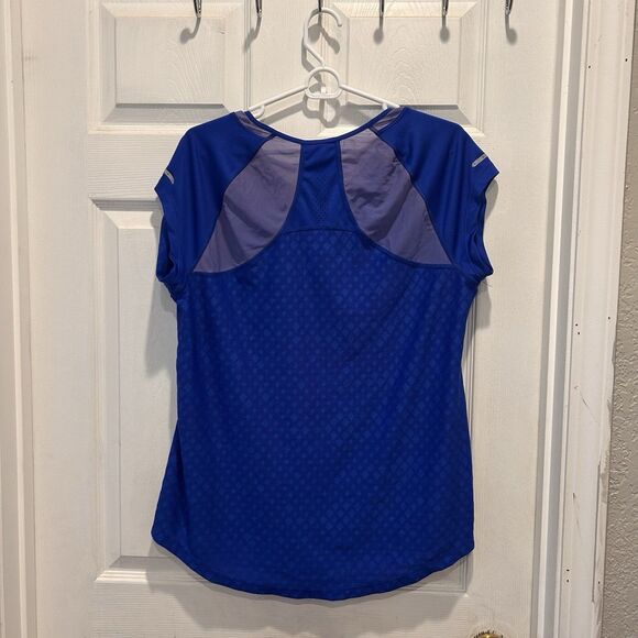 C9 by Champion Womens Duo Dry Back Cut Out Hi Lo Blue Shirt Size XL Sheer Panels - Picture 3 of 4